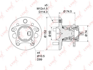 Изображение 4, WH1216 Ступица TOYOTA Camry (01-) задняя левая с подшипником LYNX