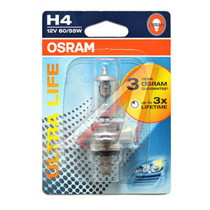 Изображение 1, 64193ULT-01B Лампа 12V H4 60/55W P43t-38 блистер (1шт.) Ultra Life OSRAM