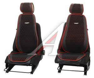 Изображение 1, AUT-600 BK/RD Накидка на сиденье алькантара стеганая/эко-кожа черная-красная (2шт.) Autobiography AUTOPROFI