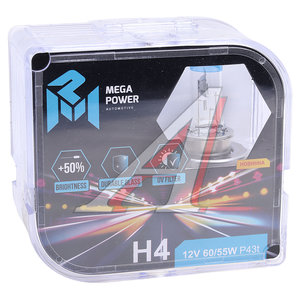 Изображение 3, 370-33-019 Лампа 12V H4 60/55W P43t +50% бокс (2шт.) MEGAPOWER