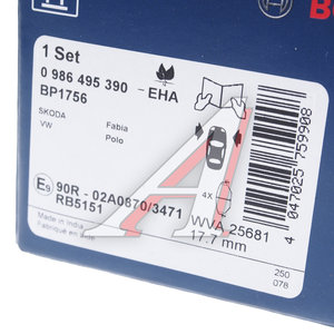 Изображение 4, 0986495390 Колодки тормозные VW Polo седан (10-) передние (4шт.) BOSCH