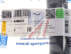 Изображение 2, 4.80457 Патрубок MERCEDES Actros системы охлаждения (L=280мм, d=21мм) DT