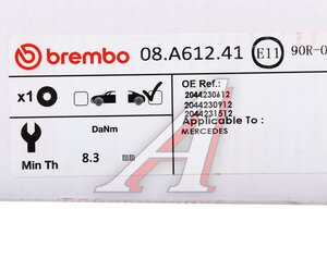 Изображение 6, 08.A612.41 Диск тормозной MERCEDES C (W204) задний (1шт.) BREMBO