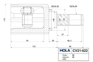 Изображение 4, CV21022 ШРУС внутренний NISSAN Qashqai (07-) левый HOLA