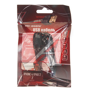 Изображение 1, PL1392 Кабель iPhone (1-4S) 1м черный текстиль PRO LEGEND