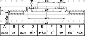 Изображение 2, BS0341 Диск тормозной MITSUBISHI Outlander (03-12) передний (1шт.) BLITZ