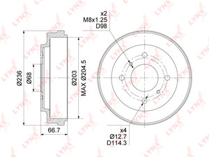 Изображение 1, BM1115 Барабан тормозной NISSAN Almera (N16E) задний (1шт.) LYNX