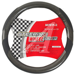 Изображение 1, MIS-2014BLT04E BK (M) Оплетка руля (M) 37-39см черная карбон MISTAR