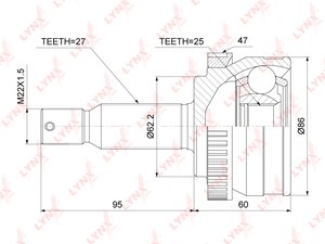 Изображение 1, CO3784A ШРУС наружный HYUNDAI Sonata NF (05-10) комплект LYNX