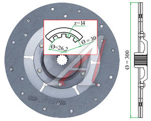 Изображение 4, Т25-1601130-Г Диск сцепления ЛТЗ-60 главной муфты ведомый (14 шлицев) ТАРА