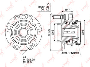 Изображение 1, WH1471 Ступица NISSAN Teana (08-13) передняя с подшипником LYNX