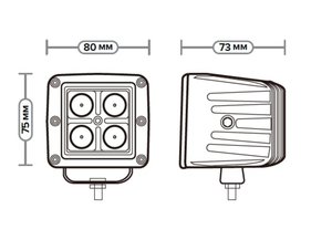 Изображение 6, AE12S-4LED-LENS-73HC Фара рабочего света квадратная 80х75x73 12Вт 4светодиода направленный свет линзованная AVTOELECTRICA