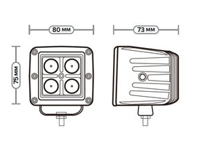 Изображение 6, AE12S-4LED-LENS-73HC Фара рабочего света квадратная 80х75x73 12Вт 4светодиода направленный свет линзованная AVTOELECTRICA