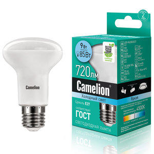 Изображение 1, LED9-R63/845/E27 Лампа светодиодная E27 R63 9W (85W) 220V холодный Ultra CAMELION