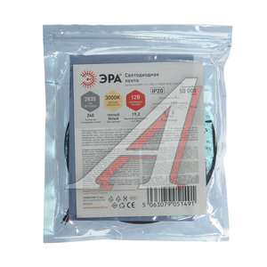 Изображение 4, LS2835 -19,2-240-12-3000K-IP20 Лента светодиодная гибкая 19.2W 5м IP20 12V теплый белый ЭРА
