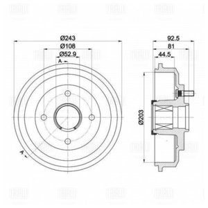 Изображение 1, TF215731 Барабан тормозной FORD Fusion, Fiesta задний (1шт.) TRIALLI