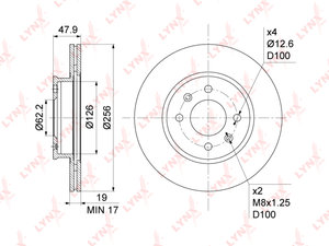 Изображение 3, BN1054 Диск тормозной HYUNDAI Getz (02-) (R14) передний (1шт.) LYNX