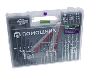 Изображение 1, 423090 Набор бит и сверл 300 предметов в кейсе ПОМОЩНИК