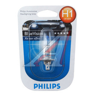 Изображение 1, 12258BVUB1 Лампа 12V H1 55W P14.5s блистер (1шт.) Blue Vision PHILIPS