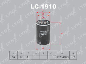 Изображение 1, LC1910 Фильтр масляный CHEVROLET Captiva (06-) LYNX