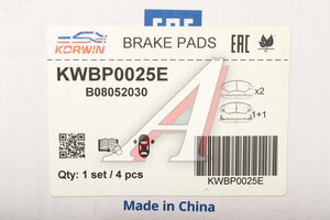 Изображение 6, KWBP0025E Колодки тормозные CHERY Tiggo (06-) передние (4шт.) KORWIN