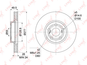 Изображение 1, BN1168 Диск тормозной TOYOTA Avensis (03-08) передний (1шт.) LYNX