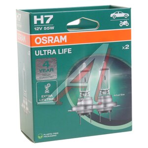 Изображение 5, 64210ULT-HCB Лампа 12V H7 55W PX26d бокс (2шт.) Ultra Life OSRAM