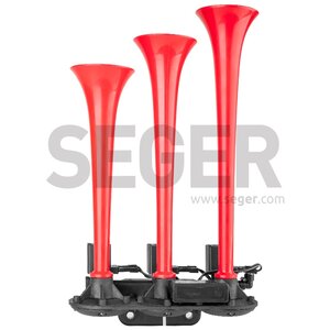 Изображение 1, 86EN24.100.03K Сигнал звуковой 24V воздушный 3-х рожковый красный (8 мелодий) SEGER