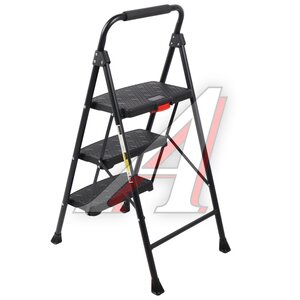 Изображение 2, PP-03 Лестница-стремянка 3 ступени стальная с пластиковыми ступенями AOMANTE