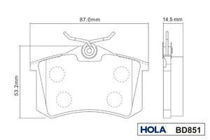 Изображение 4, BD851 Колодки тормозные VW Bora (98-05) задние (4шт.) HOLA