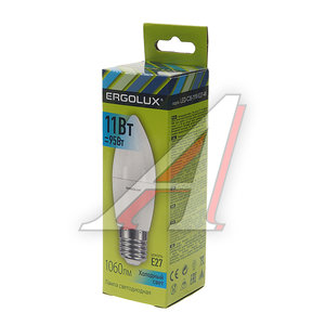 Изображение 2, LED-C35-11W-E27-4K Лампа светодиодная E27 C35 11W (95W) 220V холодный ERGOLUX