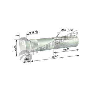 Изображение 3, 750.016 Шпилька колеса IVECO Eurocargo (M18х1.5х75) с шлицами MANSONS