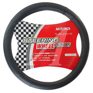 Изображение 1, MIS-LT34C BK (M) Оплетка руля (M) 37-39см черная кожа MISTAR