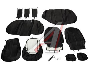 Изображение 2, 11017 Авточехлы универсальные экокожа черные (11 предм.) Atom Leather CARFASHION