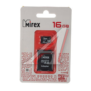 Изображение 1, 13613-ADSUHS16 Карта памяти 16GB MicroSD class 10 + SD адаптер MIREX