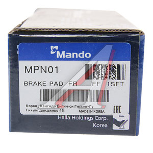 Изображение 3, MPN01 Колодки тормозные NISSAN Almera (N15) (95-98) передние (4шт.) MANDO