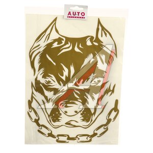 Изображение 1, 08573 Наклейка виниловая вырезанная "Pitbull (цепь)" 25х33см золото AUTOSTICKERS