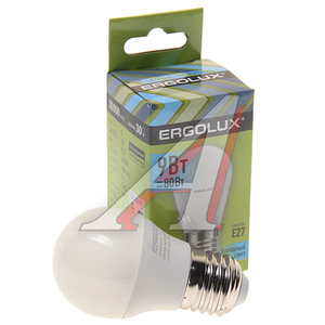 Изображение 1, LED-G45-9W-E27-4K Лампа светодиодная Е27 G45 9W (80W) 220V холодный ERGOLUX