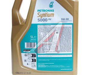 Изображение 2, 70950M12EU Масло моторное PETRONAS 5000 AV 5W30 синт.5л SYNTIUM