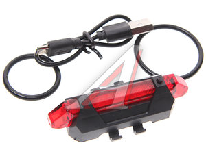 Изображение 1, УТ00021659 Фонарь велосипедный задний USB кабель с аккумулятором 918mAh 2 режима красный Led