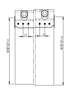 Изображение 3, 99328 Хомут глушителя VOLVO FH переходной (d1=127 d2=132) (нерж.) DINEX