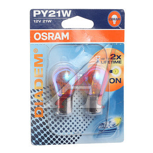Изображение 2, 7507LDA-02B Лампа 12V PY21W BAU15s желтая блистер (2шт.) Diadem OSRAM