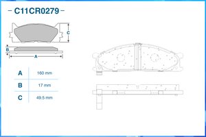 Изображение 5, C11CR0279 Колодки тормозные NISSAN Terrano (R20) передние (4шт.) CWORKS