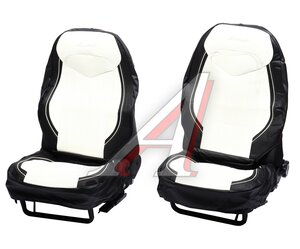 Изображение 1, SGN-1505GF BK/WH Авточехлы универсальные 3D экокожа черно-белые (15 предм.) Signature AUTOPROFI