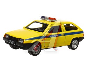 Изображение 1, 2108-12-SLPOL-YE Модель мотоцикла LADA-2108 "СПУТНИК" (полиция) металлическая (свет,  звук) ТЕХНОПАРК