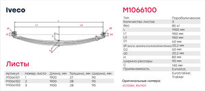 Лист рессоры IVECO Trakker передней №1 MARSHALL, F011T373ZA30, 8169094,
                                                          фото 2 Изображение 2, M1066101 Лист рессоры IVECO Trakker передней №1 MARSHALL