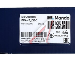 Изображение 7, MBC030108 Диск тормозной NISSAN Almera (N15) передний (1шт.) MANDO