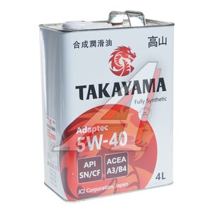 Изображение 1, 605587 Масло моторное Adaptec SN/CF 5W40 синт.4л (Уценка) TAKAYAMA