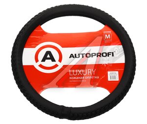 Изображение 1, AP-810 BK (M) Оплетка руля (M) 37-39см черная натуральная кожа Luxury AUTOPROFI