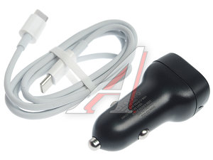 Изображение 3, ES-CC2C black Устройство зарядное в прикуриватель 1USB 12V кабель USB Type C-USB EARLDOM